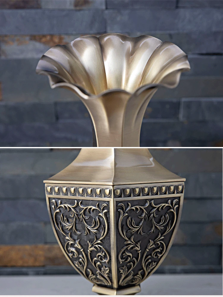 Роскошная винтажная шестиугольная металлическая Цветочная ваза дворца