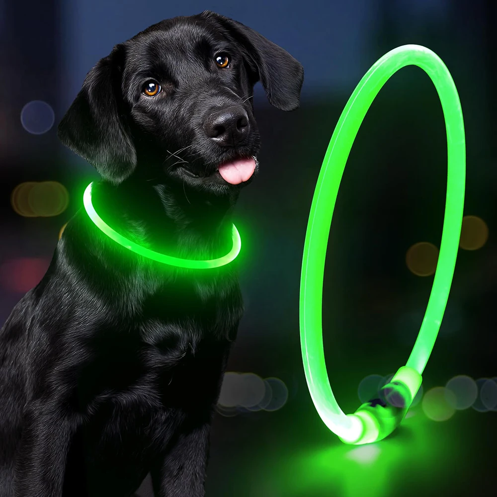 Light Up Orange Pink Luminous Light Smart Big Manufacturer Neck Silicone Reflective Waterproof Custom Pet Led Dog Collar