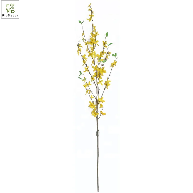 Hot Sale Artificial Spring Forsythia Flower Silk Winter Jasmine Yellow Flowers For Indoor Outdoor Decoration Home Table Decor