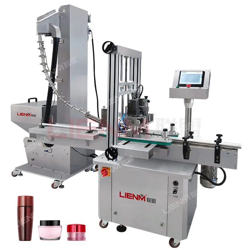 LIENM Full automatic capping machine with feeder capping screwing closing machines