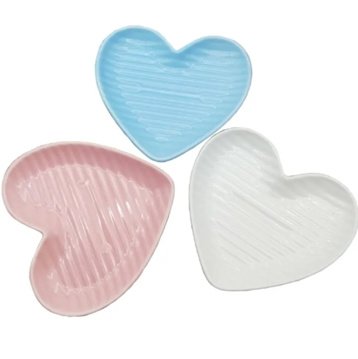 Colorful peach heart shape ceramic plate for wedding dessert