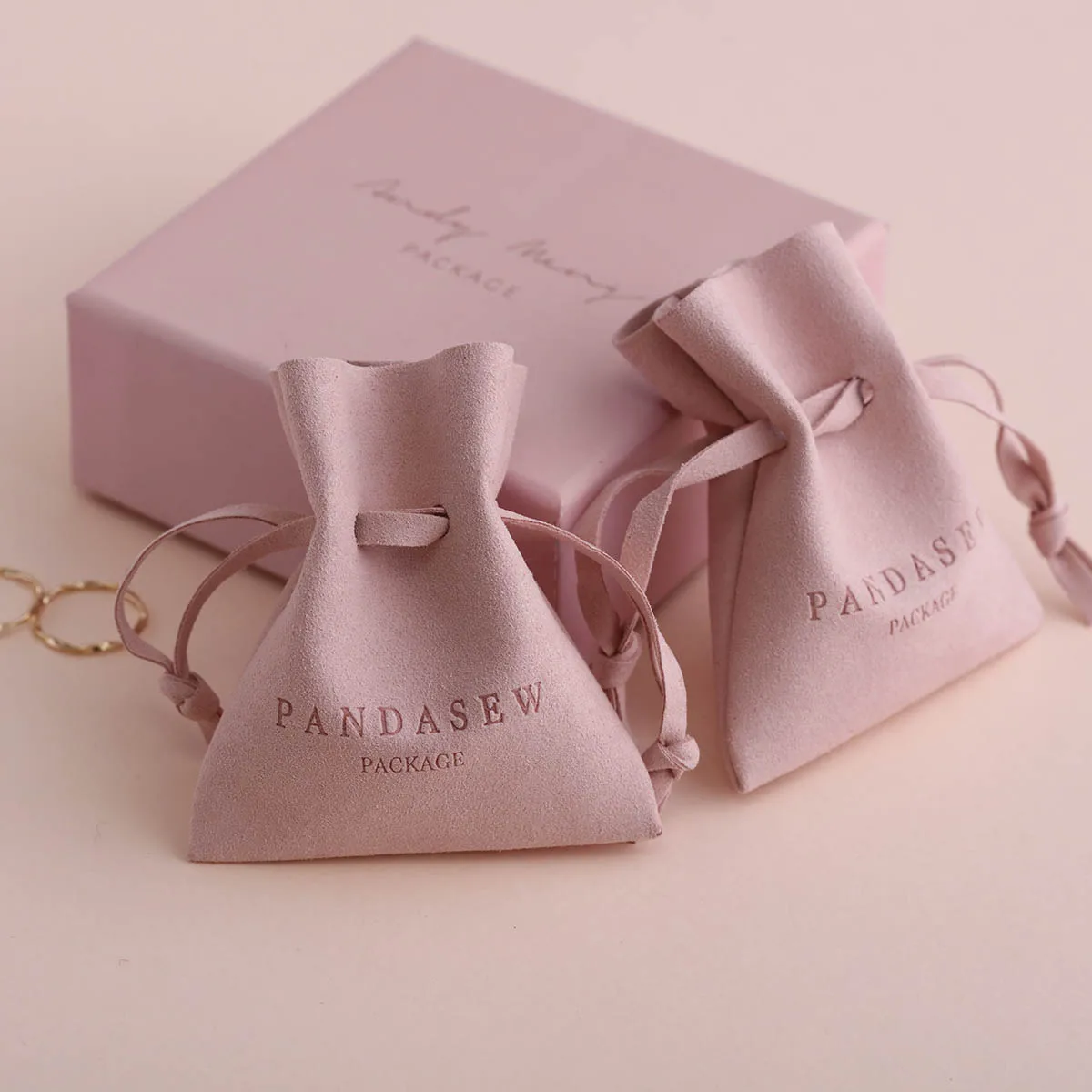 XDS New Design Jewelry Packaging Bag Custom Drawstring Pouch Leather Microfiber Velvet Jewelry Pouches pink jewelry display