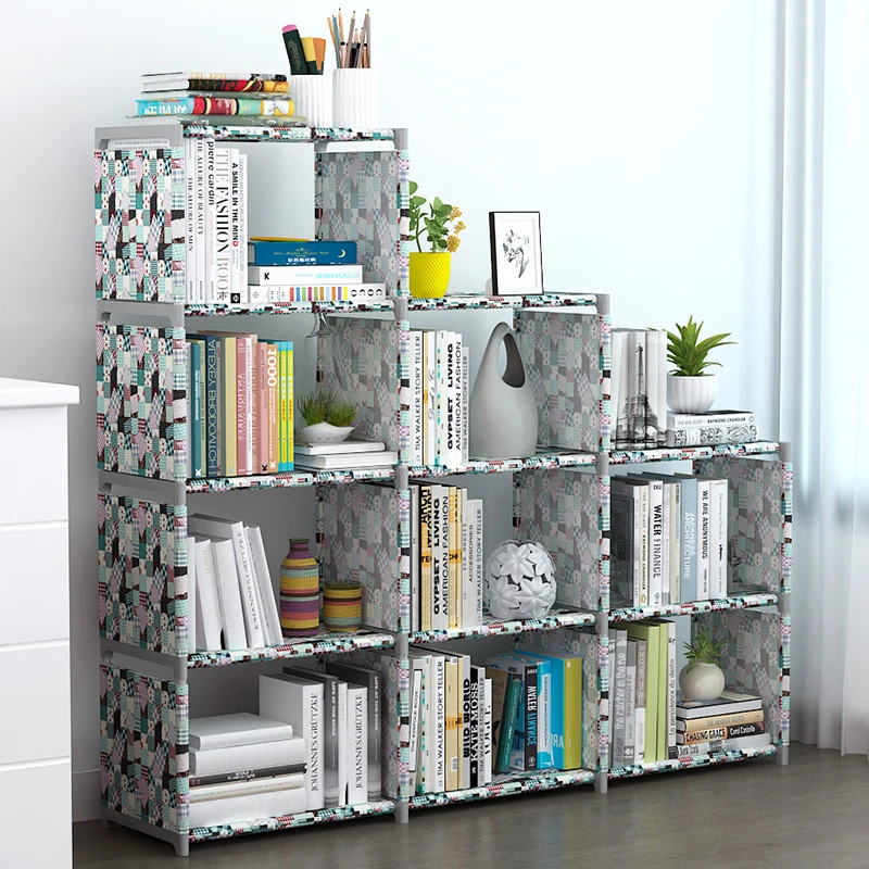 
book shelf metal bookcase shelving closet organization system DIY modular grid cabinet 