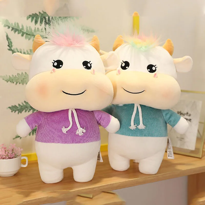 Wholesale In Stock Cute Cow Plush Toys for Children Gifts Custom Dairy Cattle Plushie Stuffed Doll Juguetes de peluche de vaca