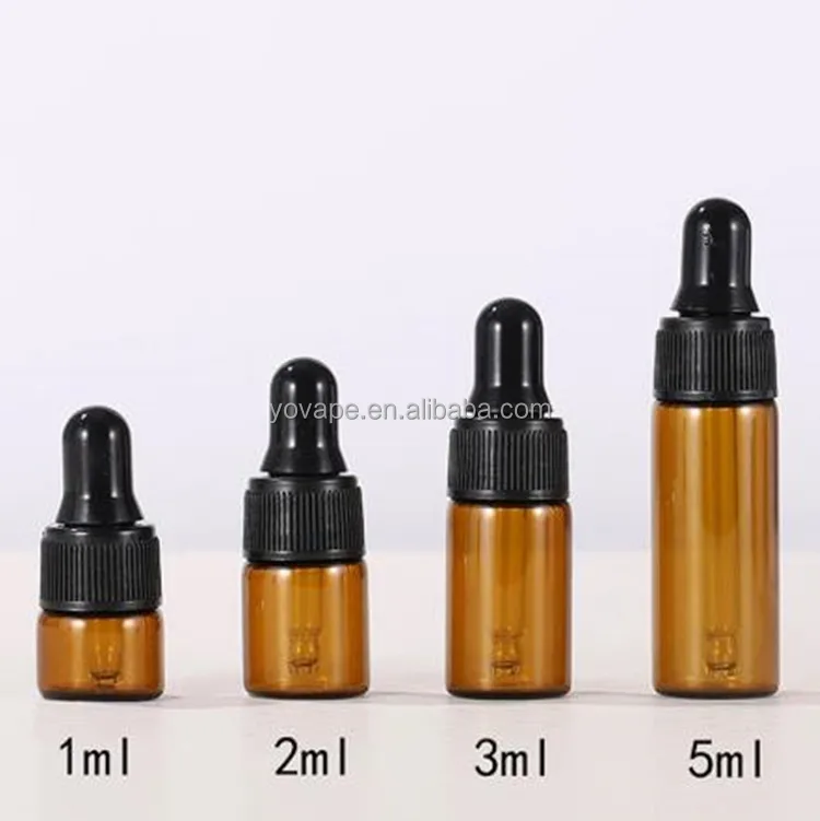 Fast shipping & free sample Mini size clear amber 1ml 2ml 3ml 5ml massage essential oil dispensing glass dropper pipette bottle