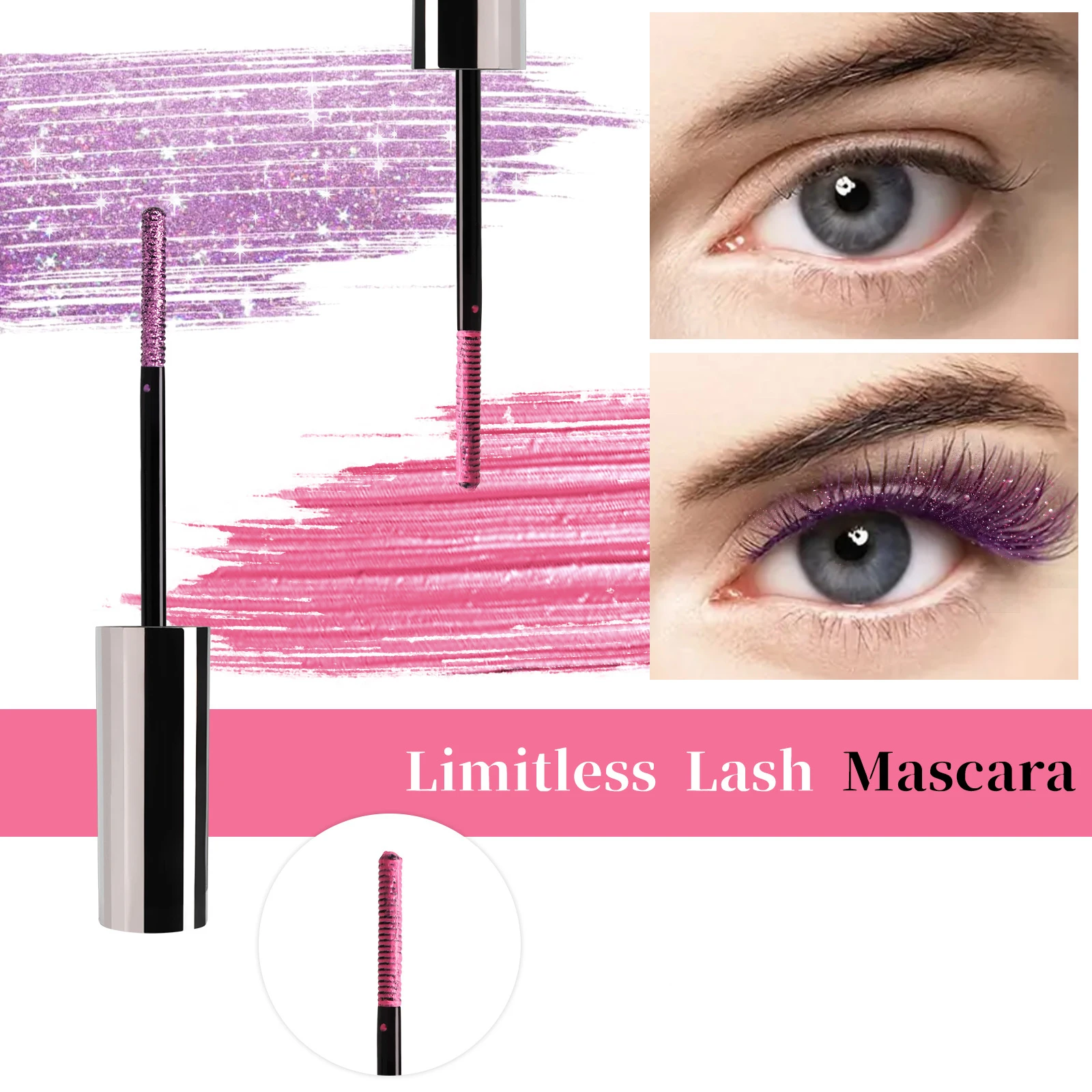 Exaggerated Look Pearlescent Matte Mascara Fine Brush Eyelash Curl Define Festive Colourful Eye Makeup