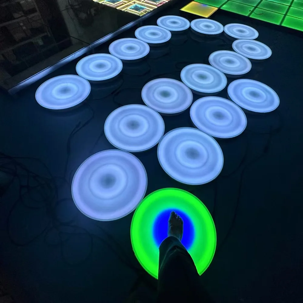 Новый чувствительный к давлению RGB цветной освещенный пол для сцены DJ Disco UFO 3D круглые полы светодиодный гравитационный интерактивный СВЕТОДИОДНЫЙ танцпол
