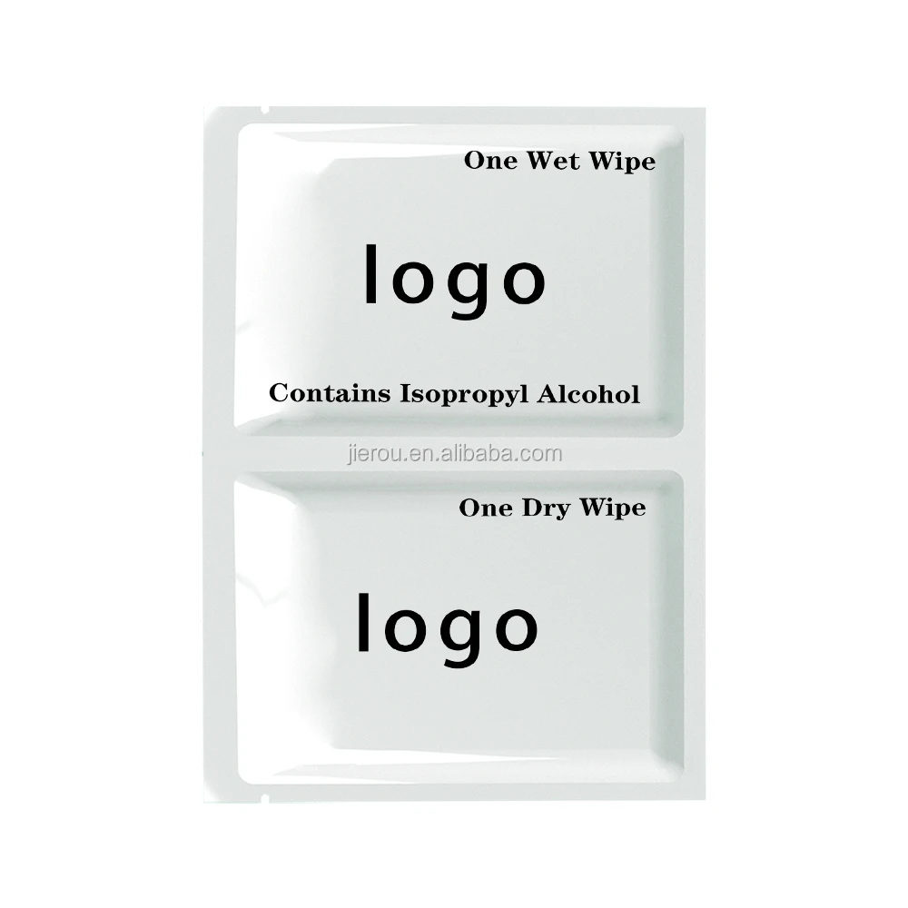 Twin pack sachets cleaning wet wipes with custom printing