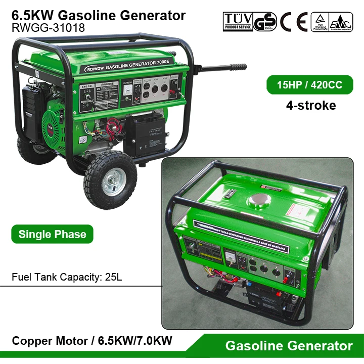 Sale CE 6.5KW Small Gasoline Generator Single Phase For Camping Home Petrol Electric Generator Portable Gas Power Generators