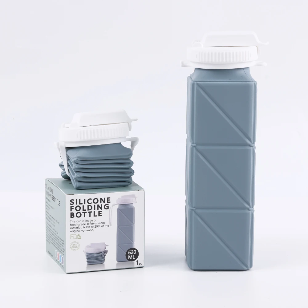 Running Custom Collapsible Bottle Water Drink Children 21oz School Leakproof Bpa Free Collapsible Silicone Bottle Water For Kids