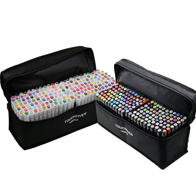 
Hot Selling168 Colors Dual Tip Art Markers,Permanent Marker Pens Highlighters With Black Bag 