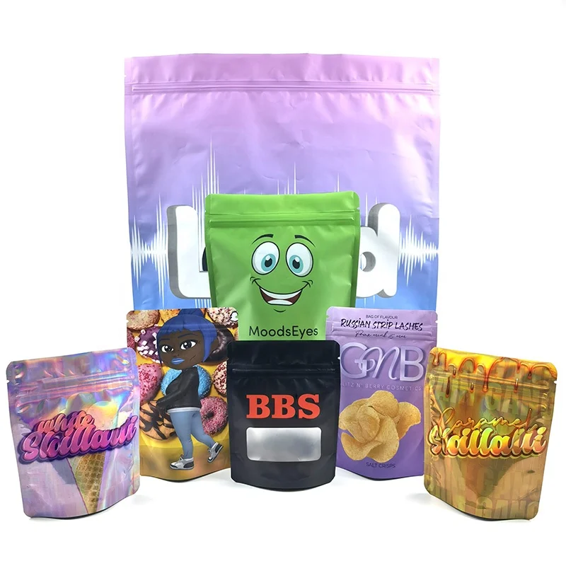 Custom printed candy bags child resistant resealable Edibles Gummy smell proof zip lock mylar bags