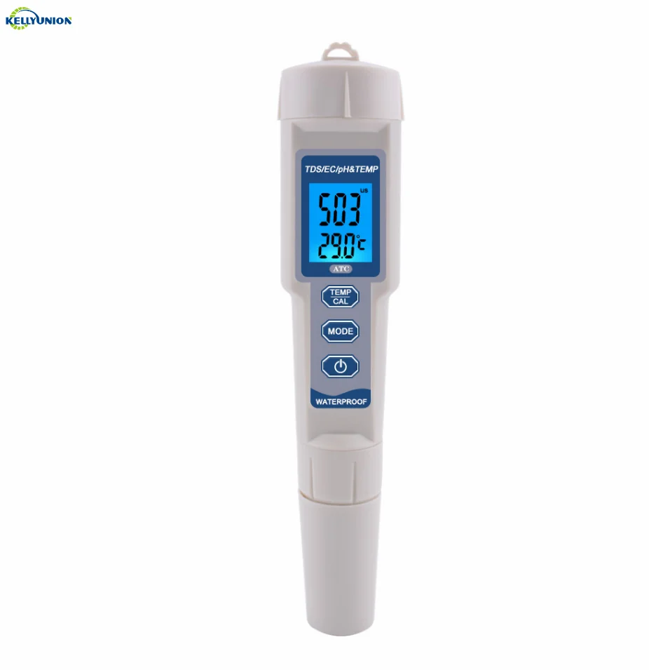 Digital 4 in 1 PH TDS EC TEMP Meter Pool Aquarium Hydroponics Drink Water Quality Analyzer Conductivity PPM Tester