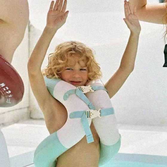 High quality safety customize PVC inflatable swim suit swim vest for body wear swim tube ring new design