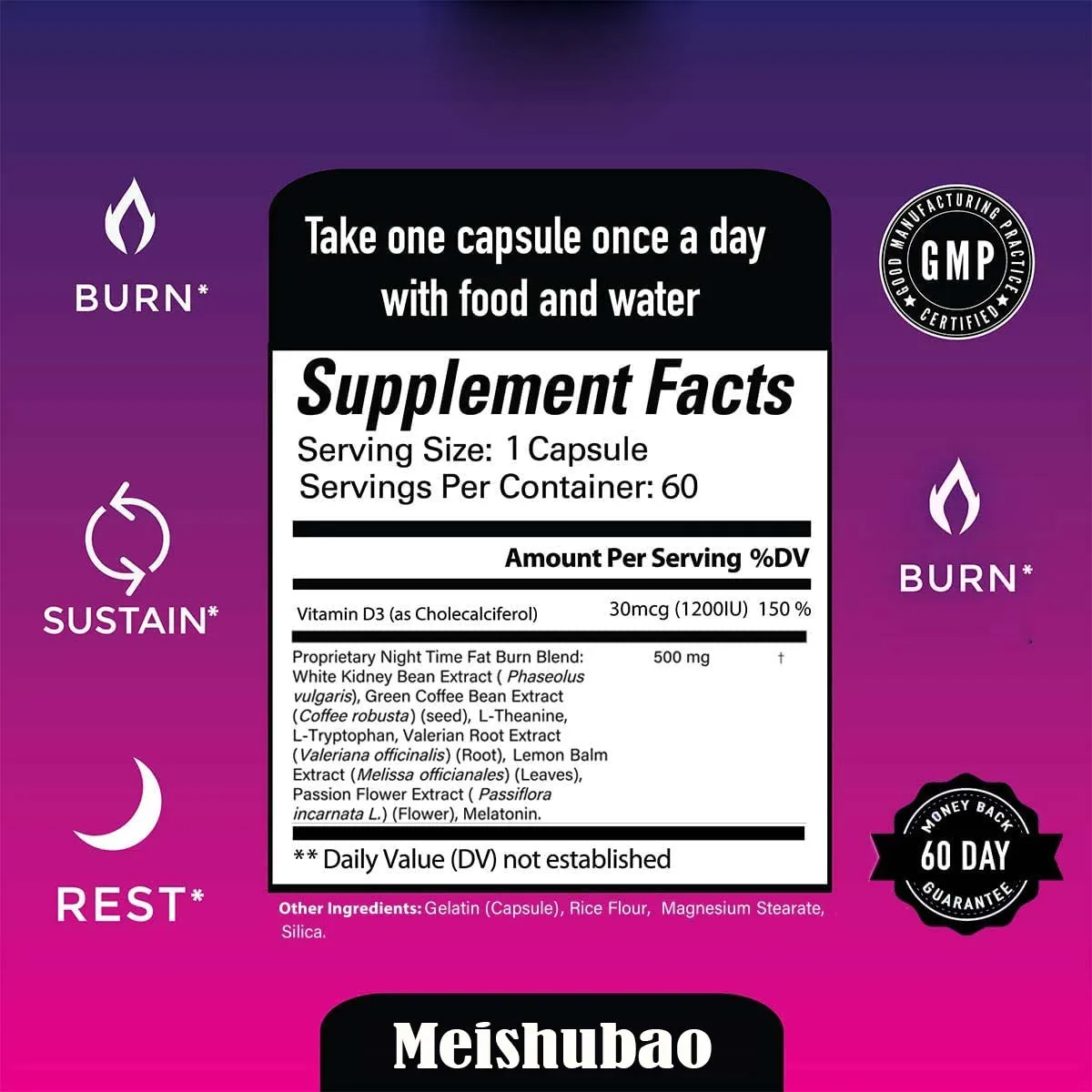 Private Label Slimming Pills Weight Loss Capsule Night Time Fat Burner Capsule