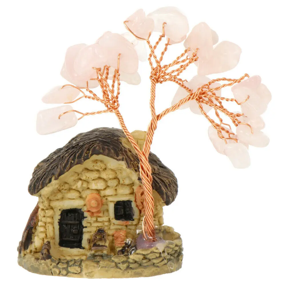 2022 Natural Crystal Quartz Gemstone Bonsai Rich Tree European Style House Small Crystal Tree Rose Quartz