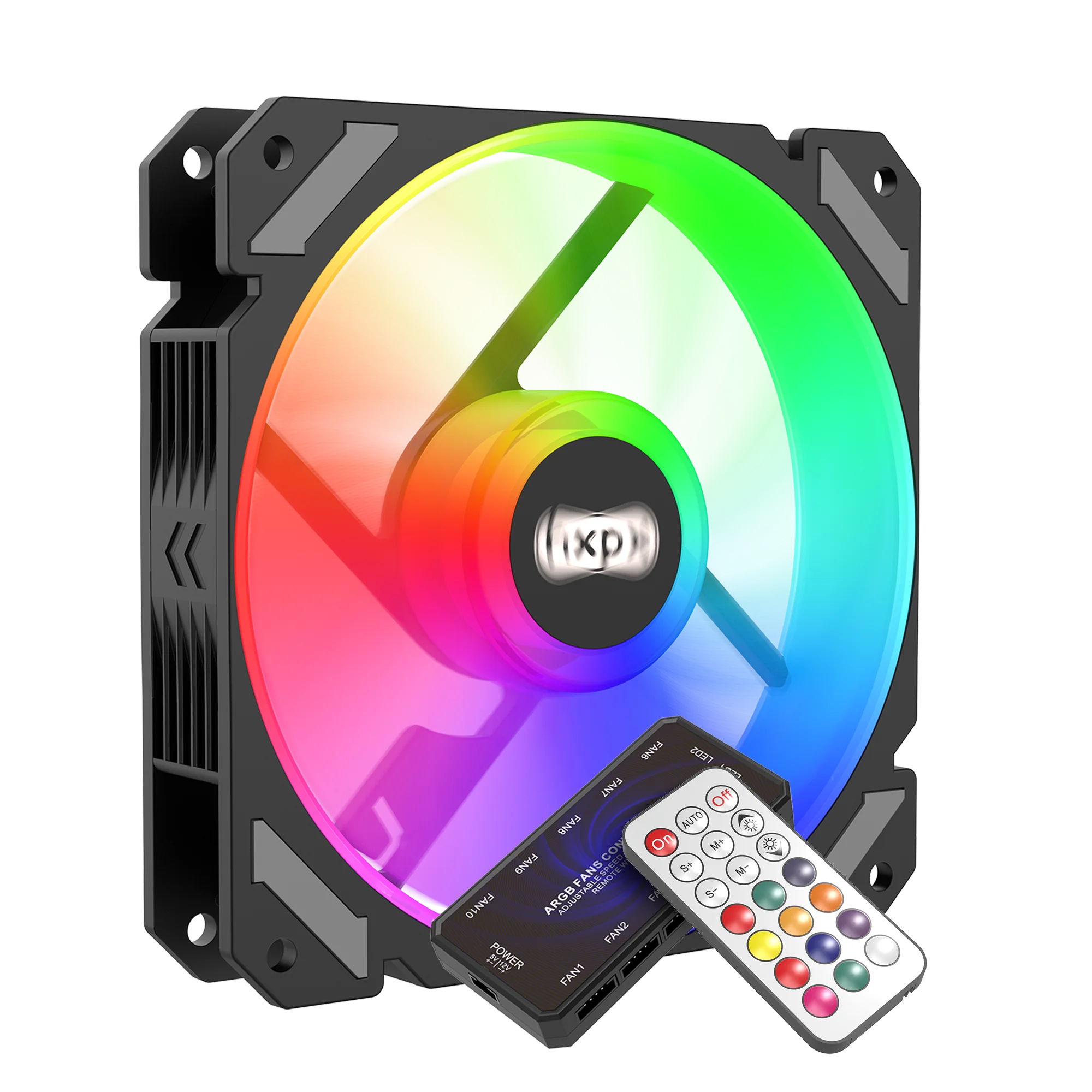 HXPX Silent Moon F-M12 12CM BLACK 6PIN Case fan PC Cooling Silent computer fan With RF Remote Control RGB aperture Halo Lighting