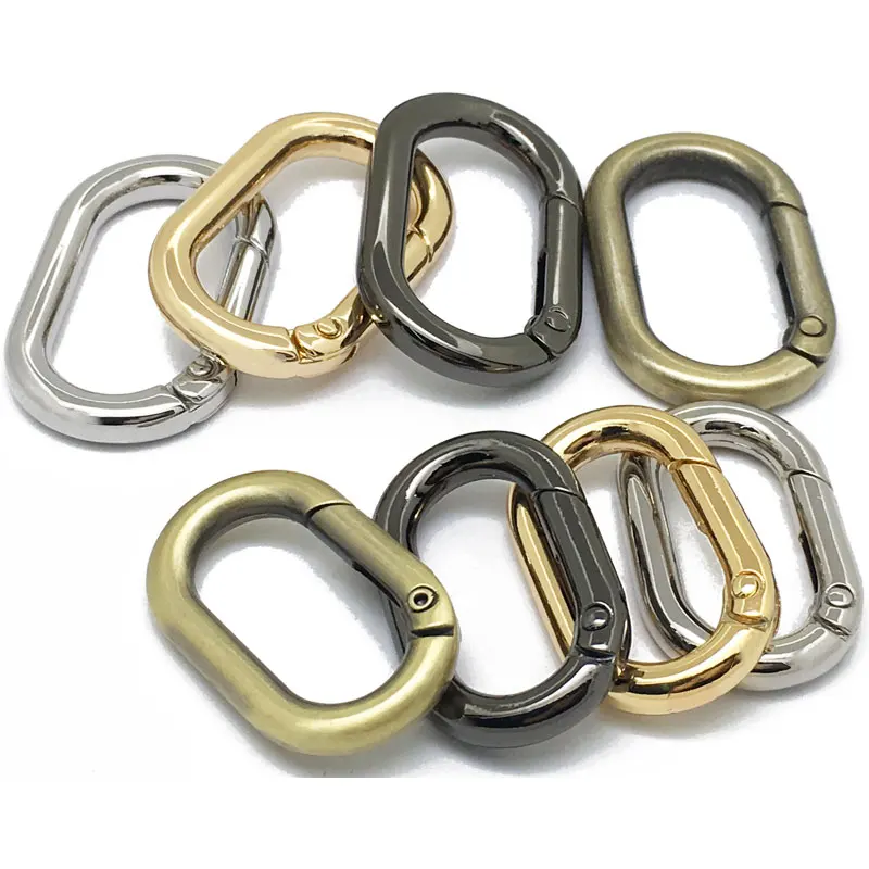 Metal Openable Carabiner Buckles Connector Spring Oval Ring Snap Clip Trigger for Bag Purse Keychain