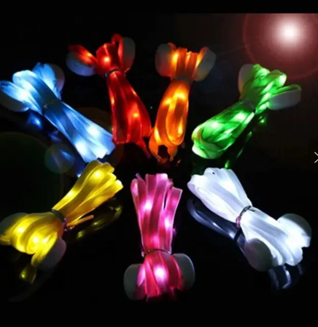 PS Flat Single Color And Rainbow LED Shoelaces For Outdoor Sport