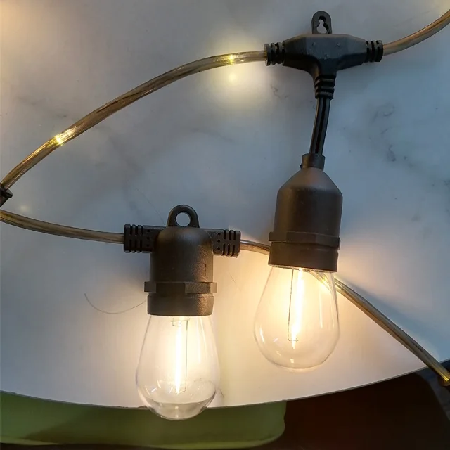 Upgraded S14 Glowing Mains Cord Outdoor Pathway Light led Patio String Lights Garden Heavy-Duty Decorative IP65