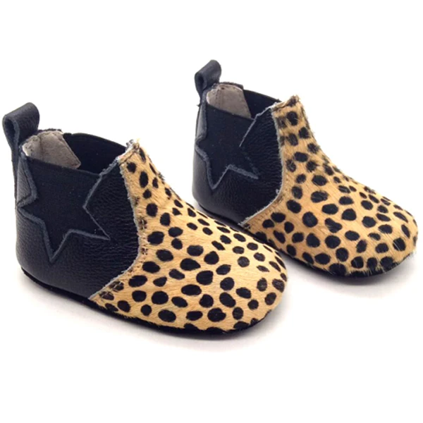 genuine leather ankle chlsea booties kids snow leopard shoes and children boots