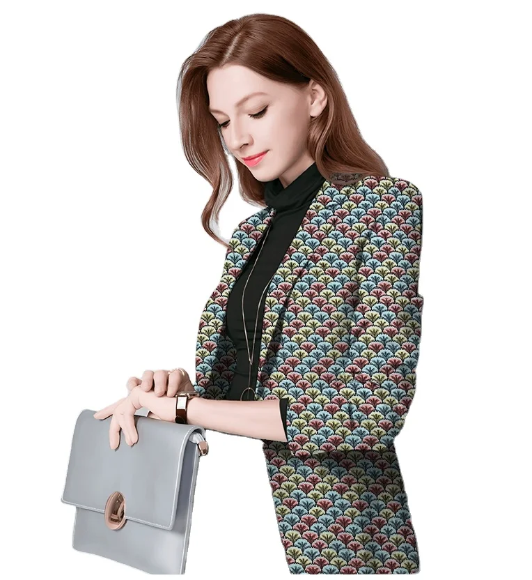 High definition shell pattern European yarn-dyed high density jacquard jacket suit
