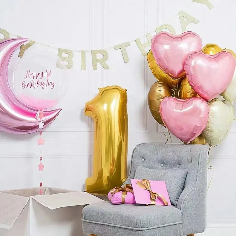 Ins Decoration Balloon Happy Birthday Wedding Masquerade Party Supplies 32 inch gold/silver/rose gold/blue number balloons