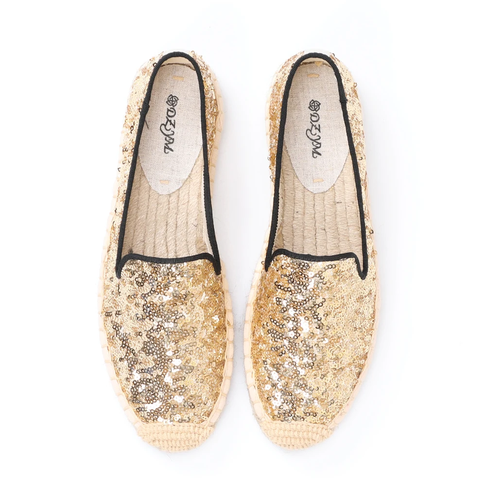 
Selling many golden beads ornament well breathable thick bottom shiny shoes 
