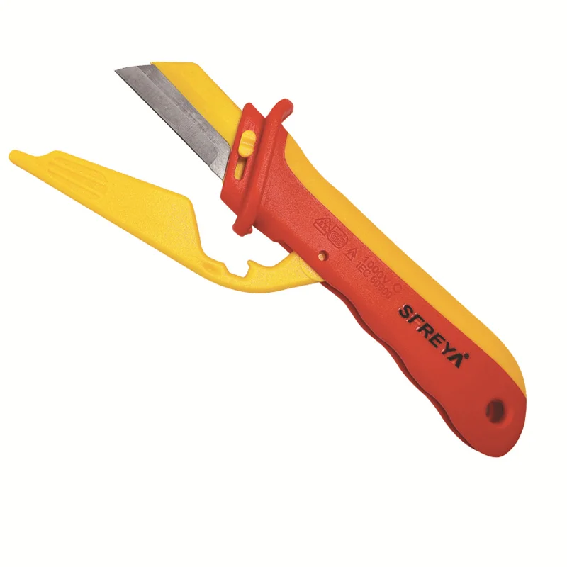 S617D SFREYA VDE 1000V Insulated Insulation tools double color Flat Blade Cable Knife cutter With Cover