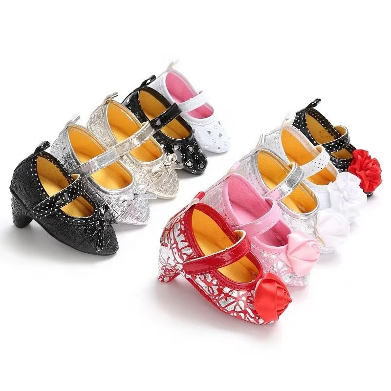 Red Bottom Decorating Infant Little Girl Baby High Heels Shoes for Party