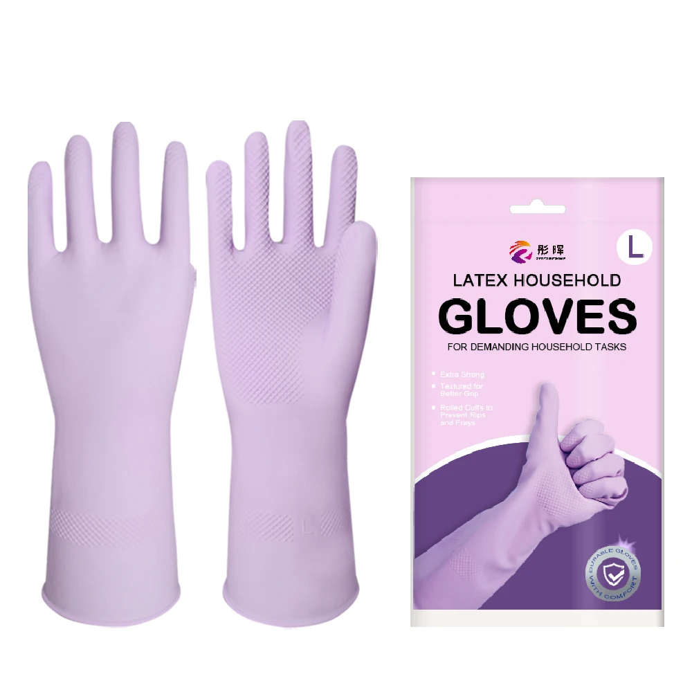 Flexible Thick Waterproof Latex Gloves for Dishwashing Laundry Gardening Custom Colors Packaging