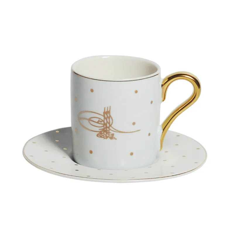 KING'S фарфор Прямая поставка с завода 90cc керамические турецкие кофейные чашки наборы блюдце золотой ручкой