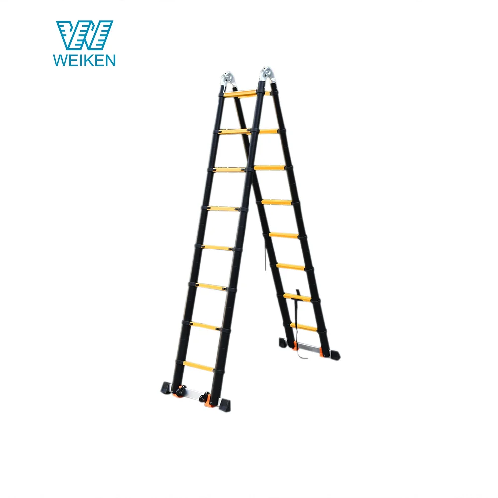 Ladder Manufacturers Black and Yellow Telescopic Ladder Joint Extension Aluminum Ladder Material