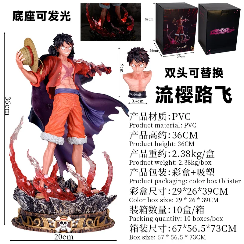 2024 New Child Toy One pieces Vinyl Collecting Movie Figure Luffy 36cm Double headed PVC Action Figure