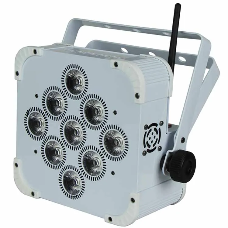 Mega prolites 9x18W 6in1 rgbwa uv led wireless battery par uplights with wifi and Ir remote control