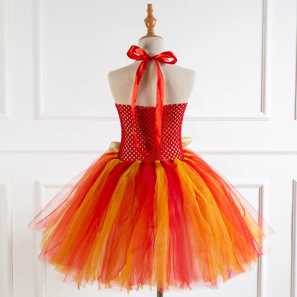 
New Design Christmas Tulle Dress Girls Orange Tutu Skirts With Free Elk Horn Headdress 