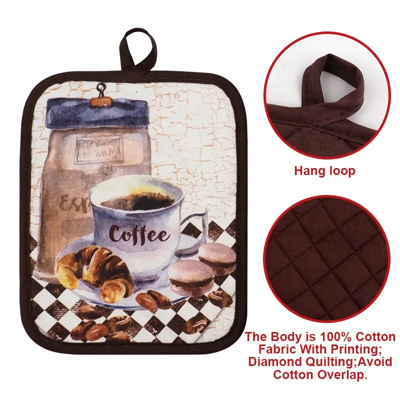 100% cotton Kitchen towel Set 3pcs Top Quality Pot Holder Oven Mitt With Kitchen Towel in 3 Piece in 1 Set