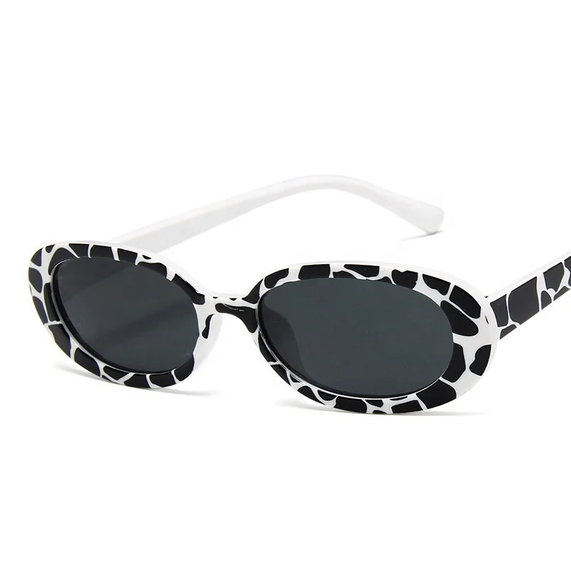 Trendy Round Sunglasses For Women Cow Color Small Frames Sun Glasses Vintage Black Pink Personality Eyeglasses Female