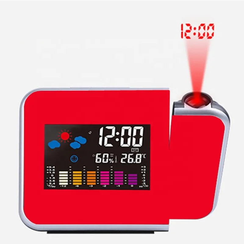 KH-CL002 Projection Time Digital Weather Forecast LCD Display Projector Color Screen Calendar Snooze Alarm Clock