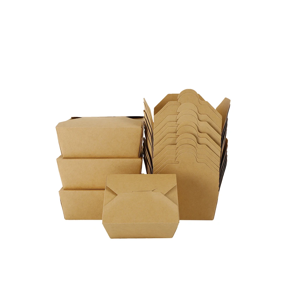 Custom Logo Printing Wholesale Food Grade Disposable Kraft Paper Take Away Food Boxes