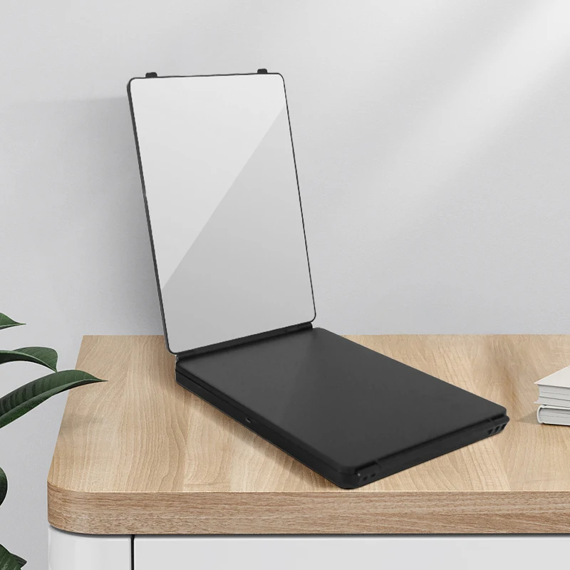 Custom Big Make Up Barber Shop Self Cut Mirror 360 Espelho Com Hair Salon Led Vanity Makeup 3 Way Mirror With Led Lights