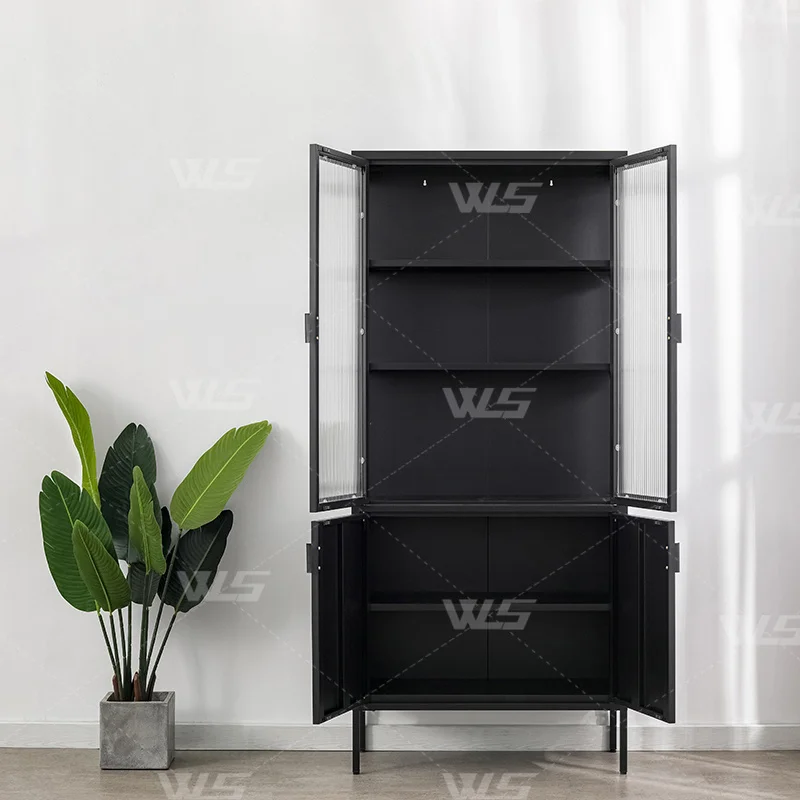 High Quality Durable Nordic Simple Style Household Furniture Metal Display Storage Cabinet Buffet Cabinet Four Doors