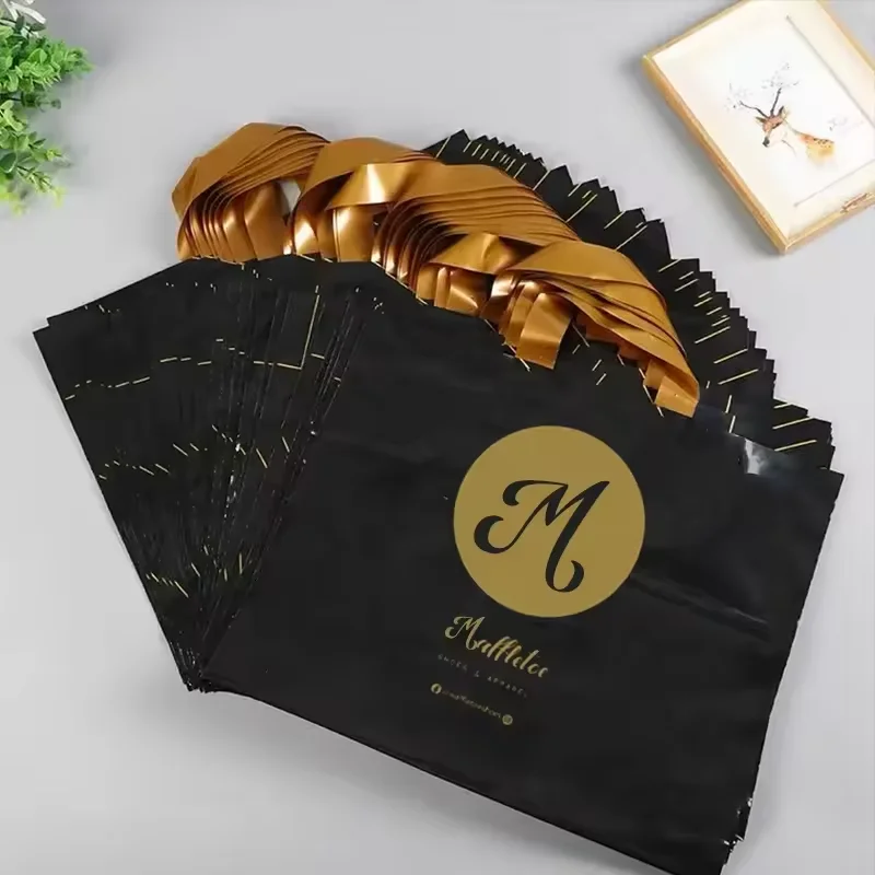 Wholesale Custom Poly Soft Loop Handles LDPE/HDPE Tote Shopping Plastic Bag with Own Logo for Clothing Packaging