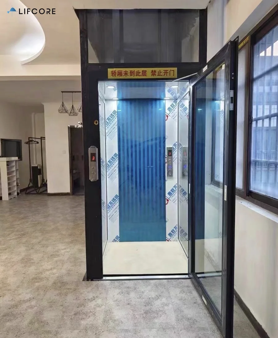 Manufacturer cheap stainless steel safety residential lift house elevator hydraulic home elevator for 2-3 person