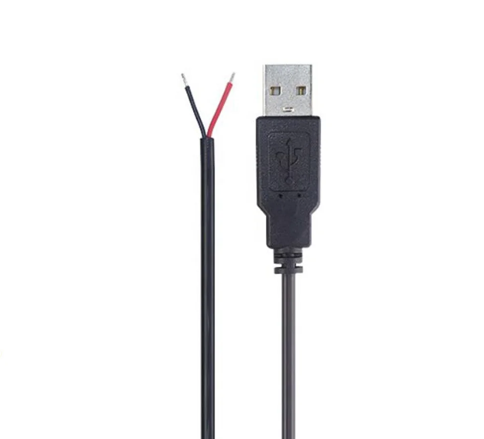 Manufacturers customize 22AWG USB 2.0 cable Male to Pigtail wire end open 2 cores with tinned cable