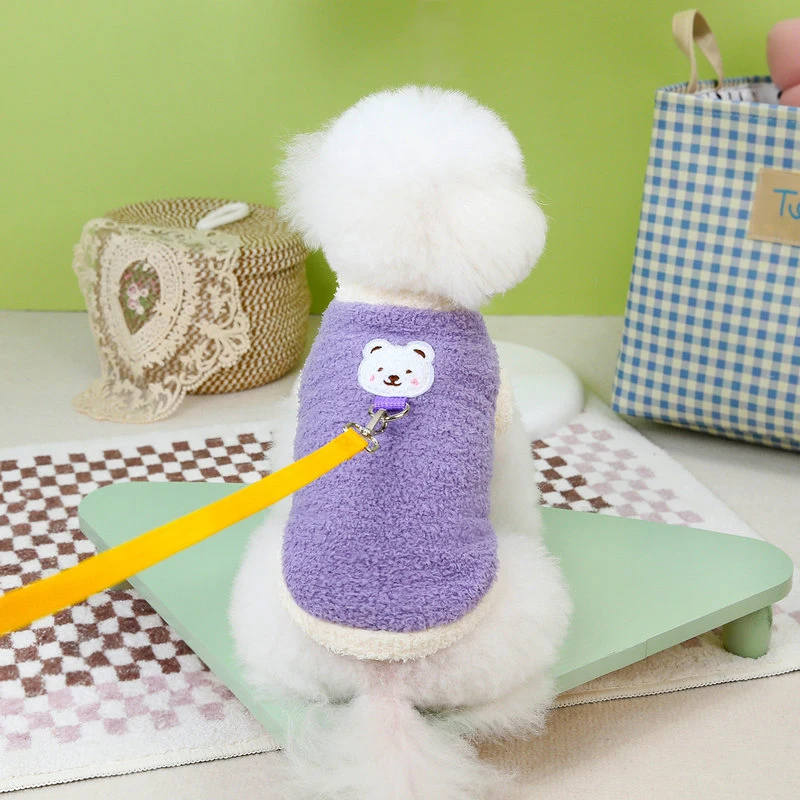 Hot Sale Warm Plush Pet Vest Cute Bear Pattern Pet Clothes Colorful Teddy Dogs Two Legged Clothing for Puppy Cats