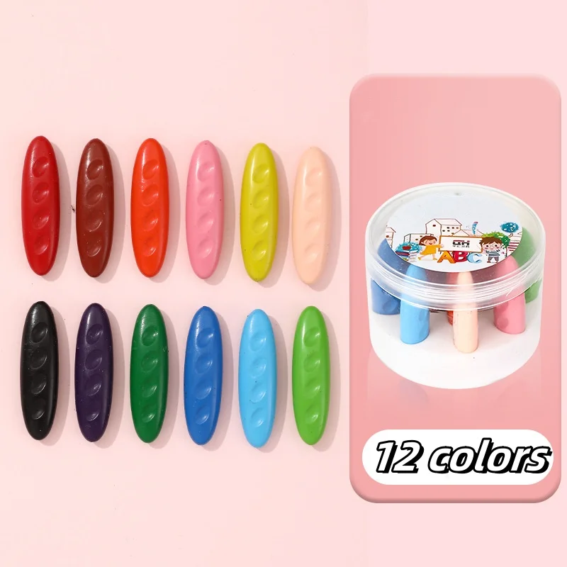 24-Color Non-Toxic OEM Packaging Wax Plastic Crayons Custom Logo Kids Drawing Tools Washable Plastic Colored Art Sets