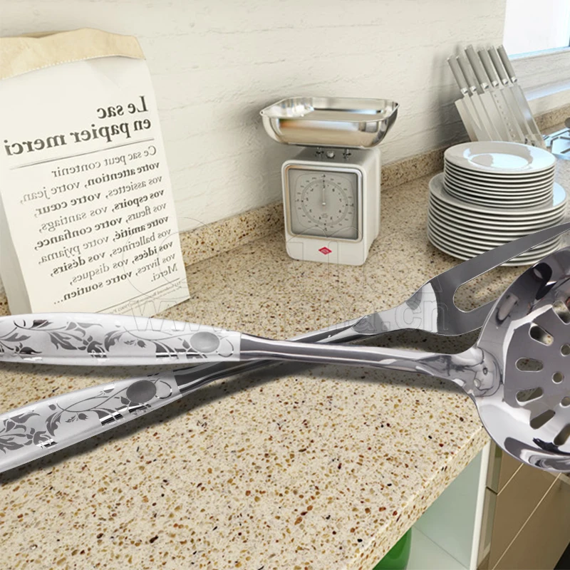 QANA Factory Wholesale OEM Household Cooking stainless steel kitchenware spatula set kitchen utensils slotted turner Ladle set