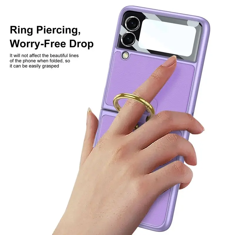 New Phone Film Film Protective Cover Ultra Thin Pc with Ring Buckle Phone Case Cover For Samsung Galaxy Z Flip 3 Z Fold3