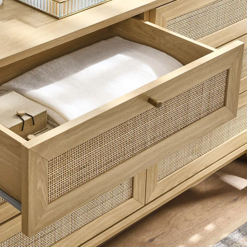 New Design Modern Bedroom Furniture Bedroom Chest of 6 Rattan Dresser Drawers